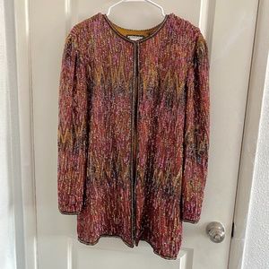 VINTAGE MULTI-COLOR SEQUIN CARDIGAN - SZ. M